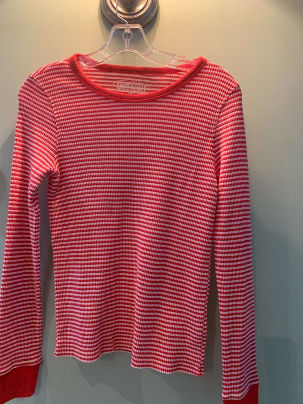 American Eagle Outfitters Red and White Striped Long Sleeve Top